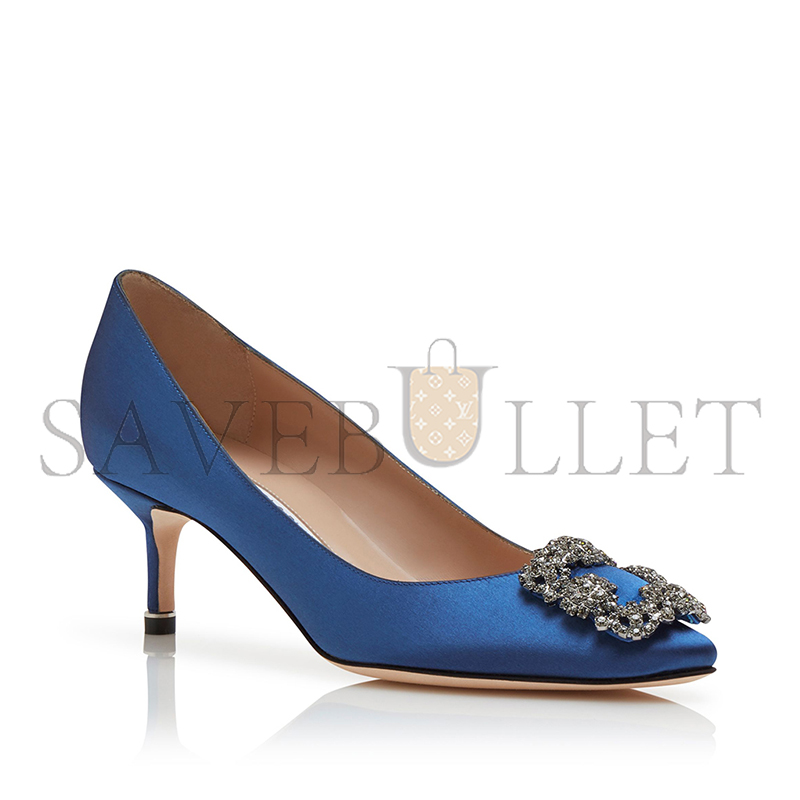 man010 B1ahn*k hangisi 50 blue satin jewel buckle pumps 9xx-0661-0046