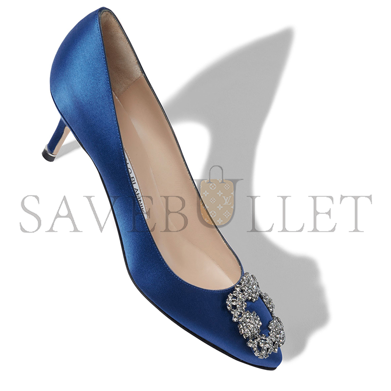 man010 B1ahn*k hangisi 50 blue satin jewel buckle pumps 9xx-0661-0046