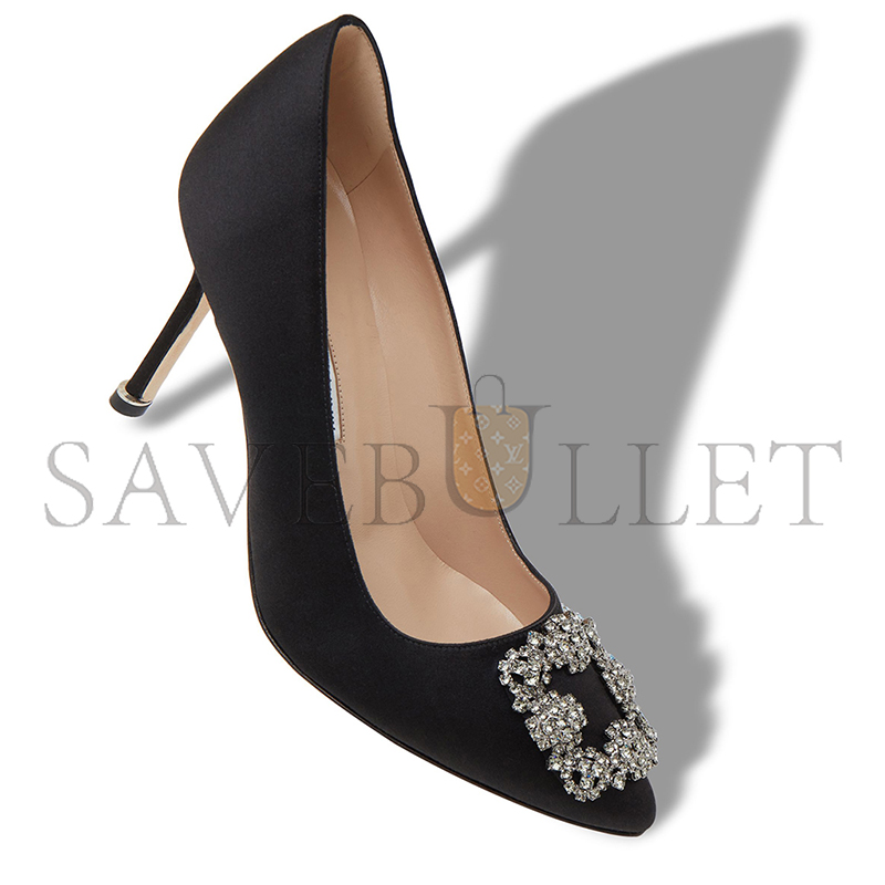 man010 B1ahn*k hangisi 90 black satin jewel buckle pumps 9xx-0663-0040