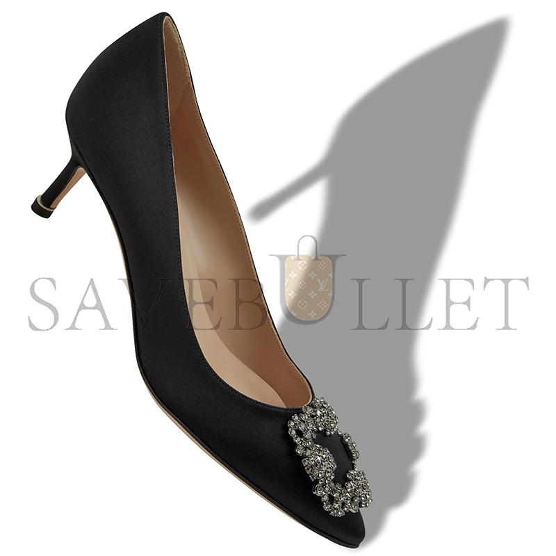 man010 B1ahn*k hangisi 50 black satin jewel buckle pumps 9xx-0661-0041
