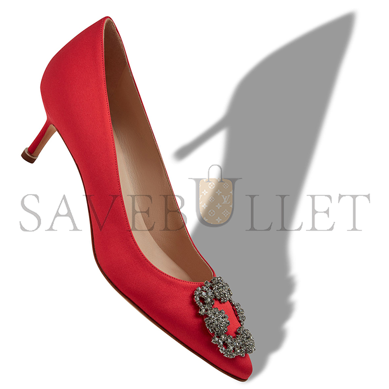 man010 B1ahn*k hangisi 50 red satin jewel buckle pumps 9xx-0661-0033