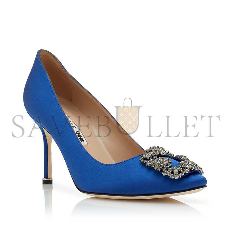 man010 B1ahn*k hangisi 90 blue satin jewel buckle pumps 9xx-0663-0048
