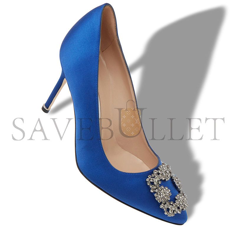 man010 B1ahn*k hangisi 90 blue satin jewel buckle pumps 9xx-0663-0048