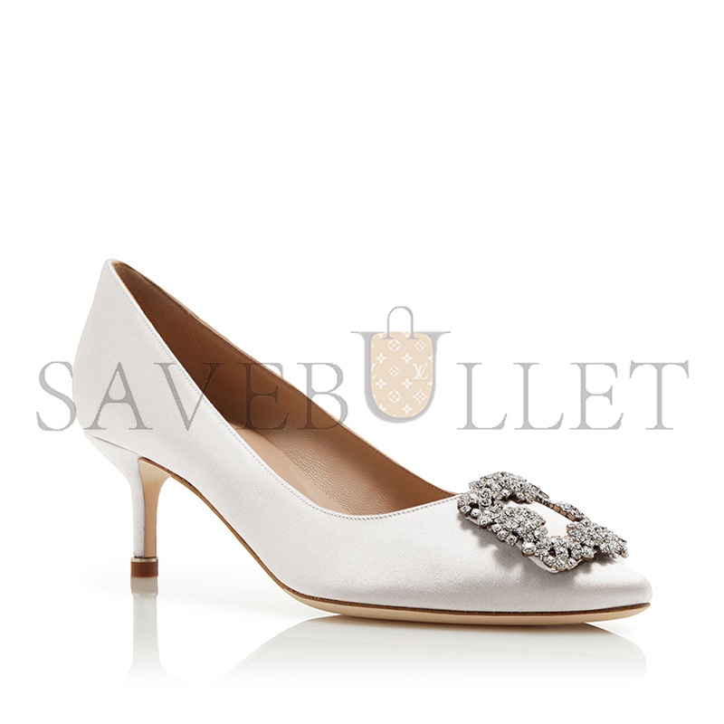 man010 B1ahn*k hangisi 50 light cream satin jewel buckle pumps 9xx-0315-0031