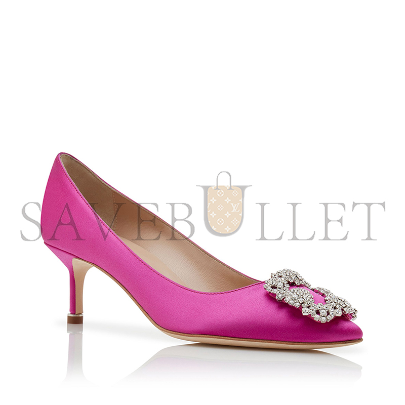 man010 B1ahn*k hangisi 50 dark fuchsia satin jewel buckle pumps 9xx-0315-0054