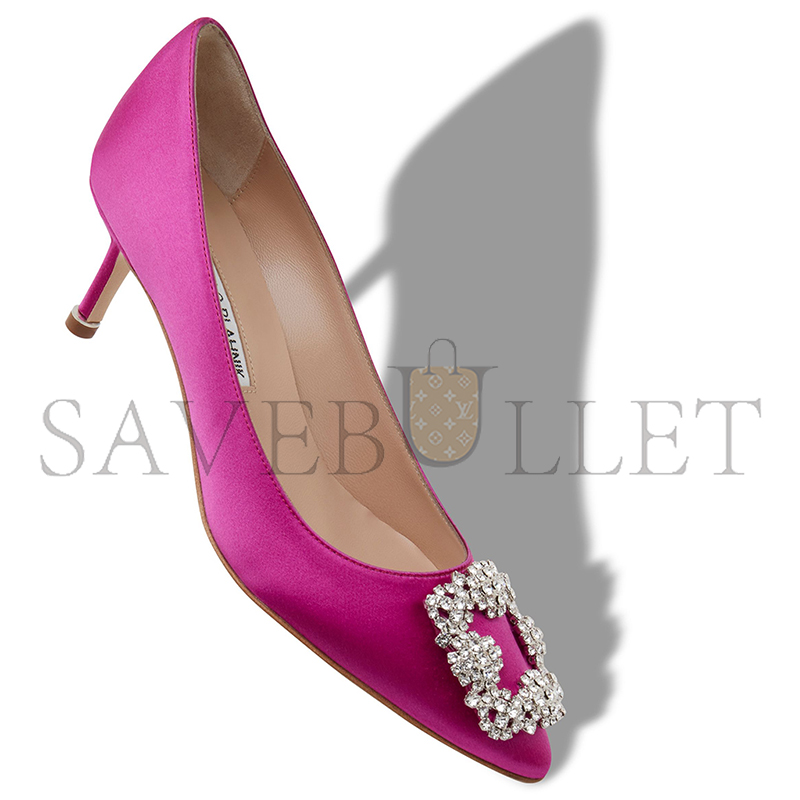 man010 B1ahn*k hangisi 50 dark fuchsia satin jewel buckle pumps 9xx-0315-0054
