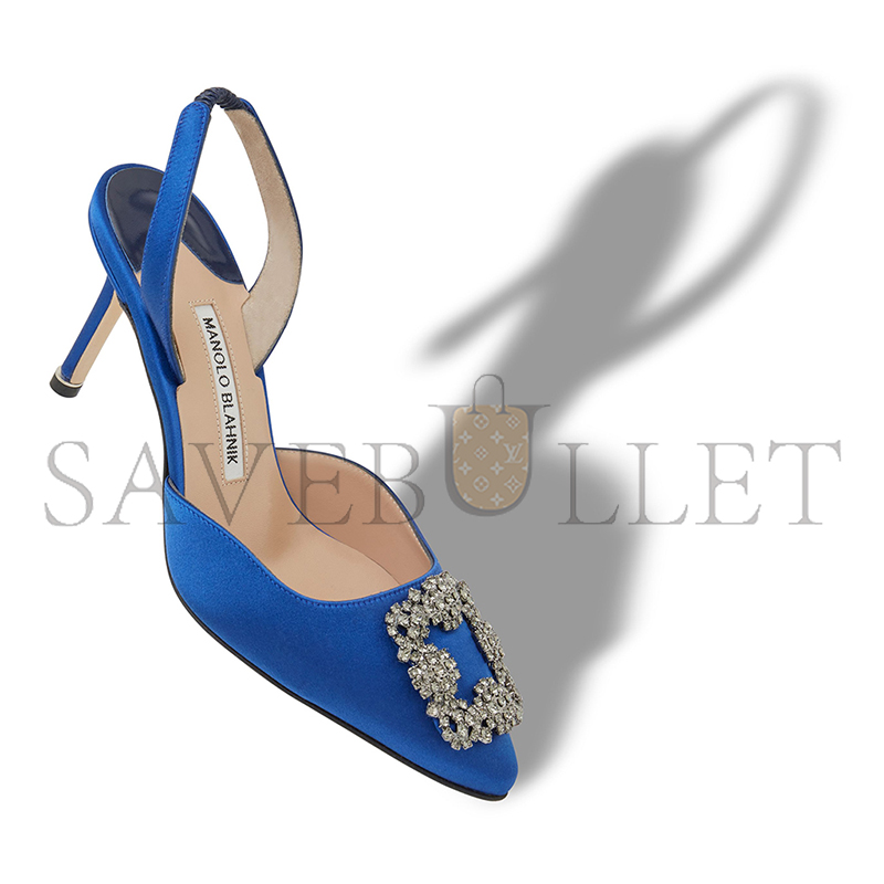 man010 B1ahn*k hangisli blue satin jewel buckle slingback pumps 419-0473-0010