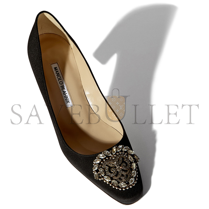 man010 B1ahn*k okkato black crÊpe de chine jewel buckle pumps 9xx-0574-0007