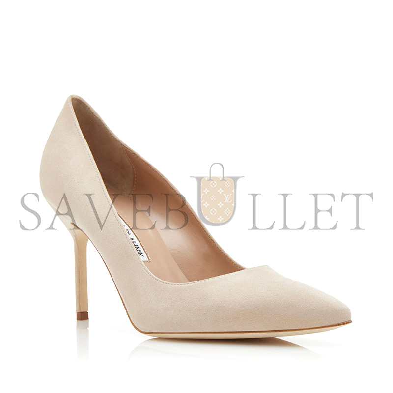 man010 B1ahn*k bb 90 light beige suede pointed toe pumps 9xx-0416-0015