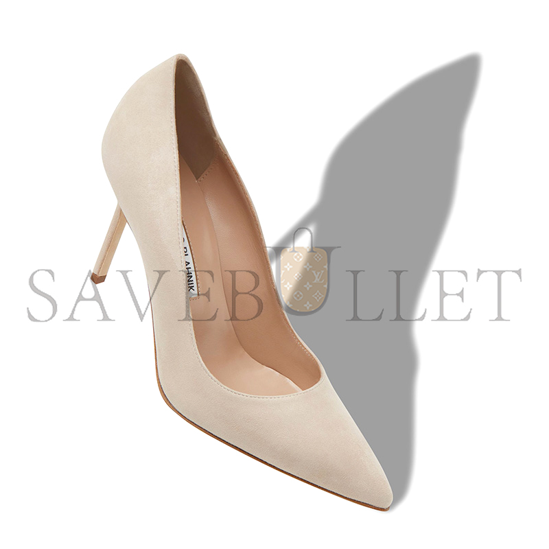 man010 B1ahn*k bb 90 light beige suede pointed toe pumps 9xx-0416-0015