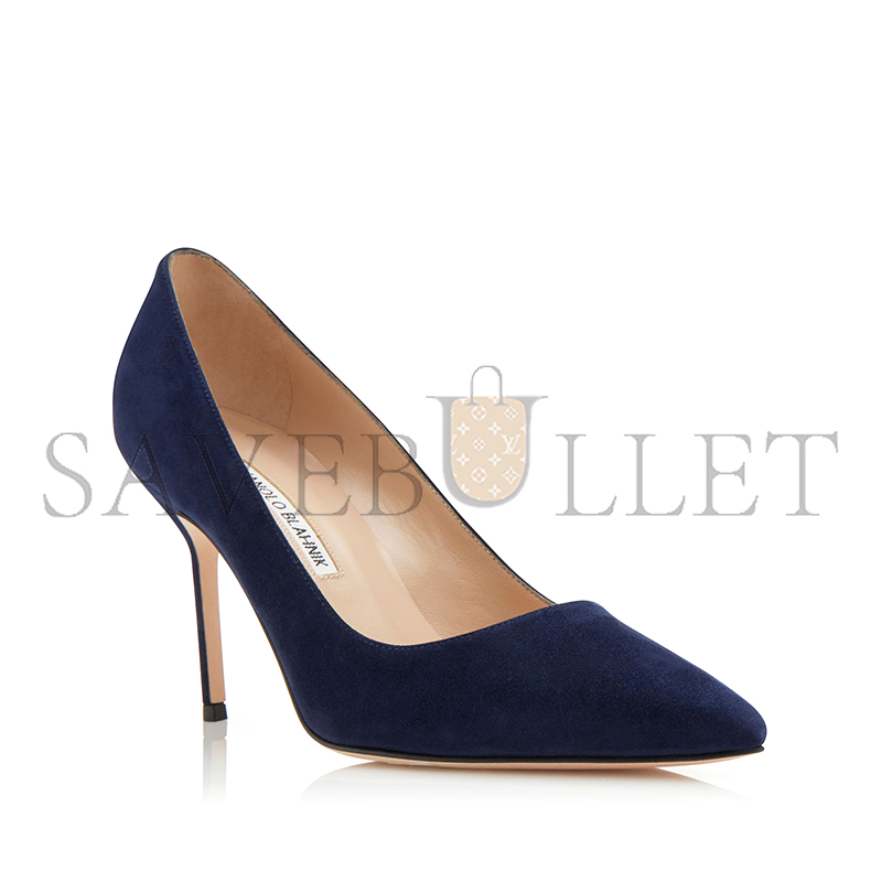 man010 B1ahn*k bb 90 navy blue suede pointed toe pumps 9xx-0416-0014