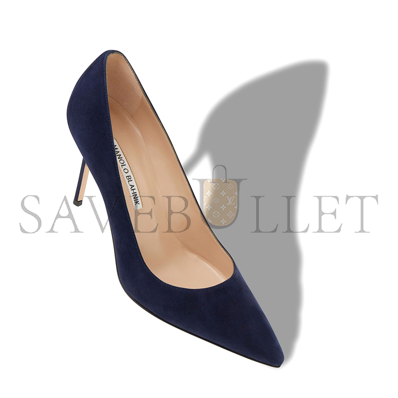 man010 B1ahn*k bb 90 navy blue suede pointed toe pumps 9xx-0416-0014