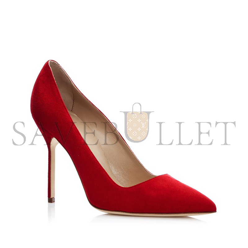 man010 B1ahn*k bb red suede pointed toe pumps 9xx-0417-0018