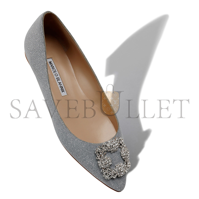 man010 B1ahn*k hangisiflat glitter silver glitter fabric jewel buckle flat pumps 9xx-0590-0013
