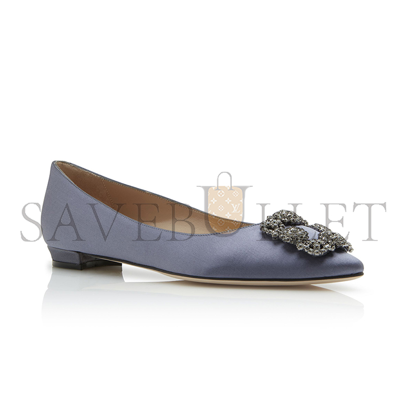 man010 B1ahn*k hangisiflat grey satin jewel buckle flat pumps 9xx-0348-0034