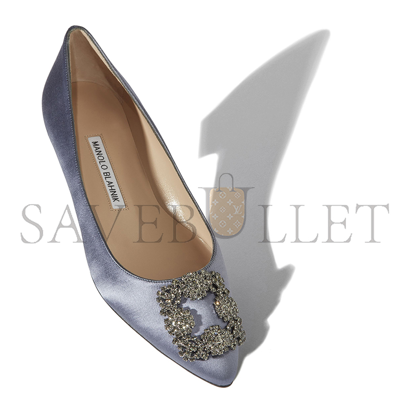 man010 B1ahn*k hangisiflat grey satin jewel buckle flat pumps 9xx-0348-0034