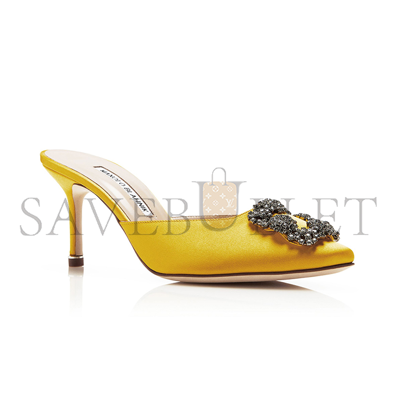 man010 B1ahn*k hangisimu yellow satin jewel buckle mules 9xx-0726-0056