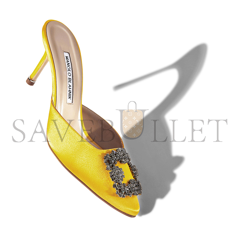 man010 B1ahn*k hangisimu yellow satin jewel buckle mules 9xx-0726-0056
