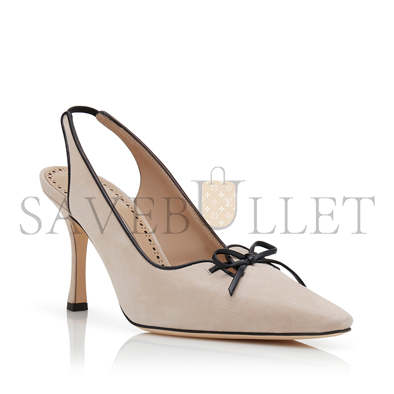 man010 B1ahn*k farid light beige suede slingback pumps 424-1903-0007