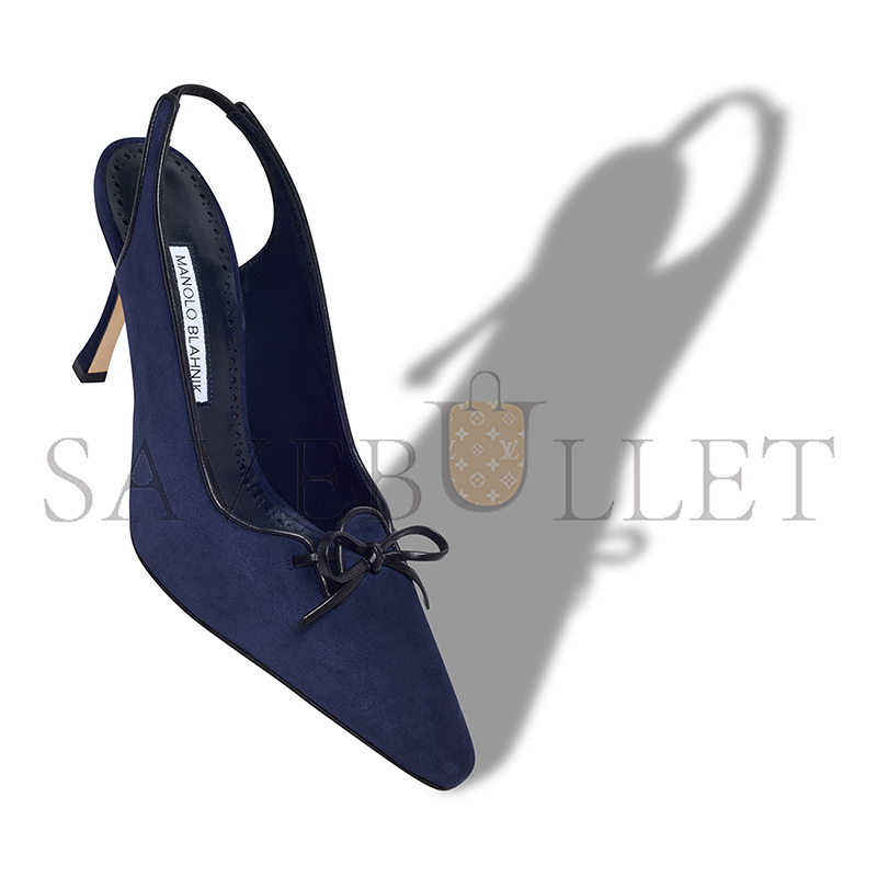 man010 B1ahn*k farid navy blue suede slingback pumps 424-1903-0008