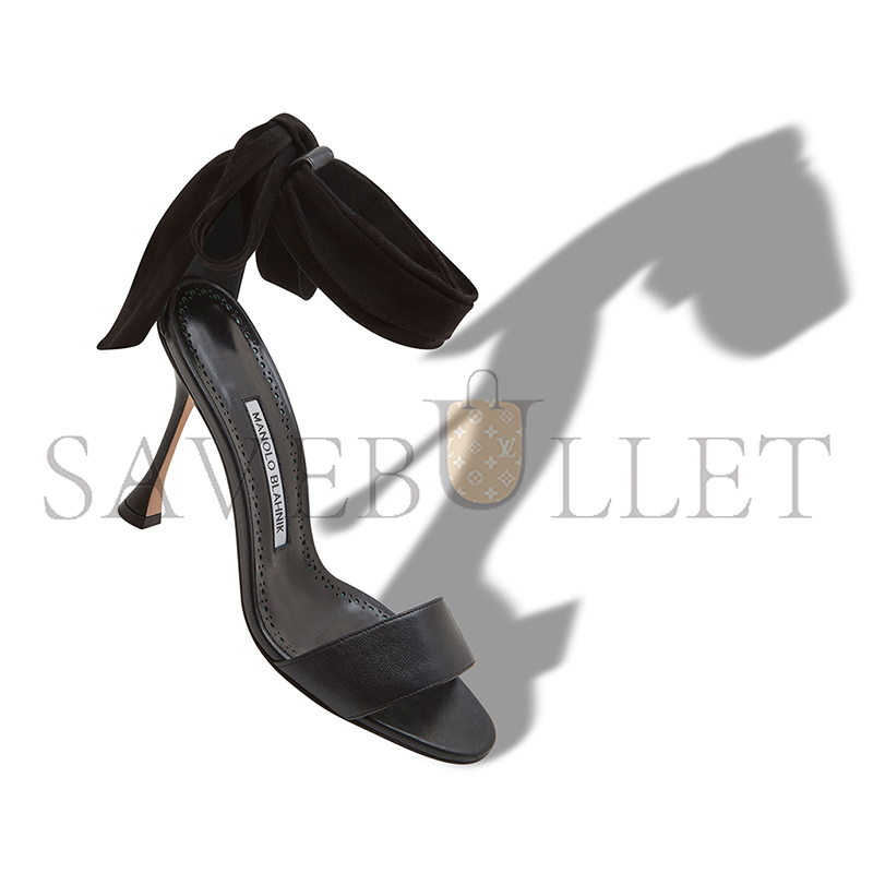 man010 B1ahn*k chastana black nappa leather bow detail sandals 125-2827-0001
