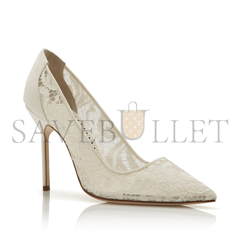 man010 B1ahn*k bbla bride white lace pointed toe pumps 9xx-0671-0004