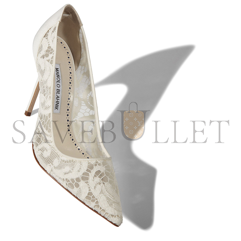 man010 B1ahn*k bbla bride white lace pointed toe pumps 9xx-0671-0004
