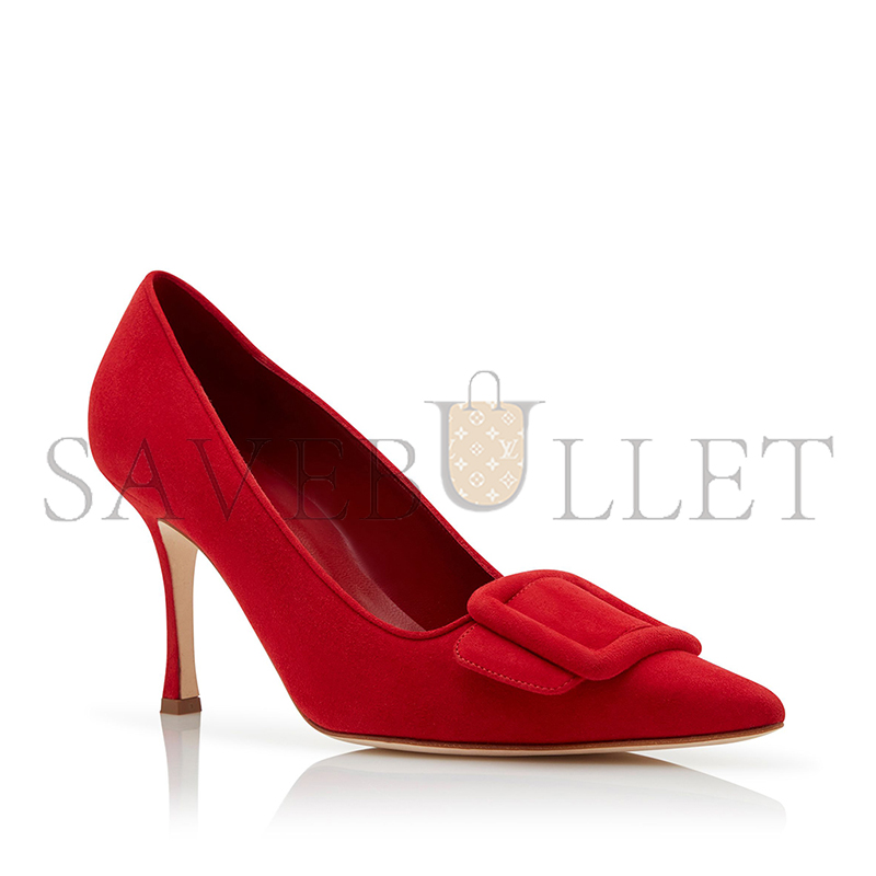 man010 B1ahn*k maysalepump 90 bright red suede buckle detail pumps 219-0174-0002