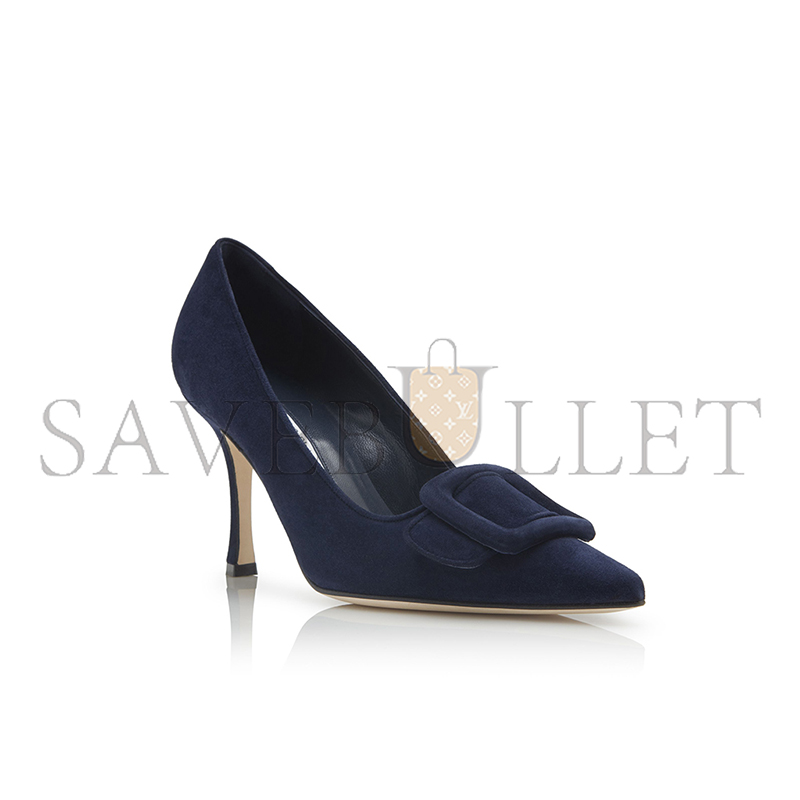 man010 B1ahn*k maysalepump 90 navy blue suede buckle detail pumps 219-0174-0010