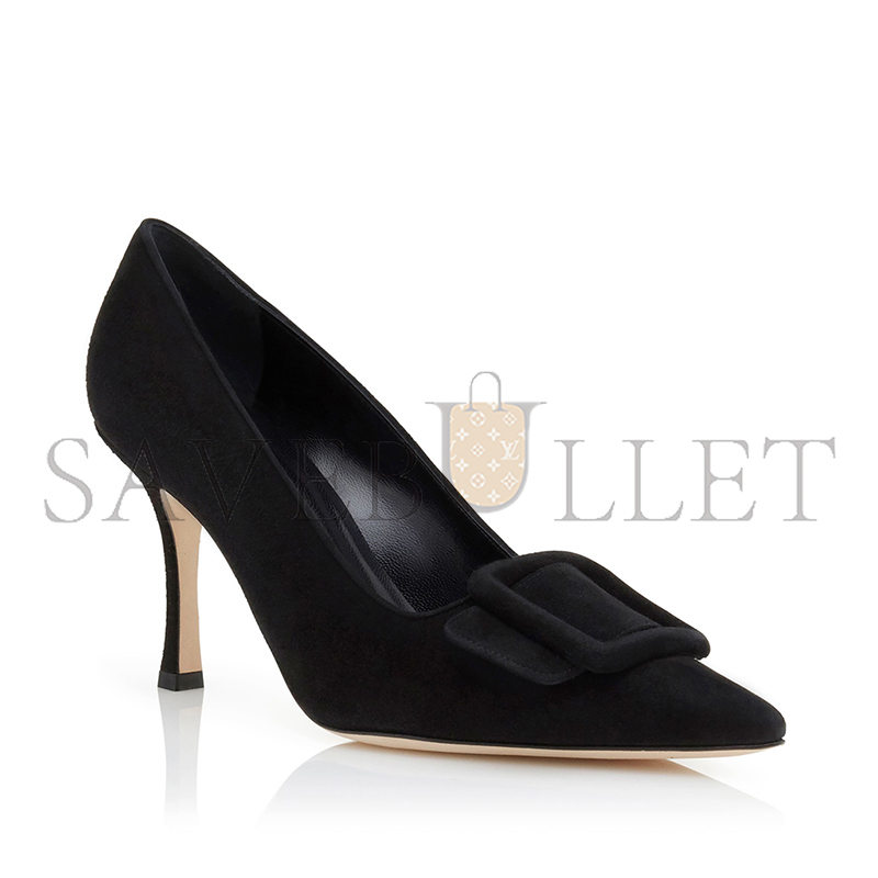 man010 B1ahn*k maysalepump 90 jet black suede buckle detail pumps 219-0174-0005