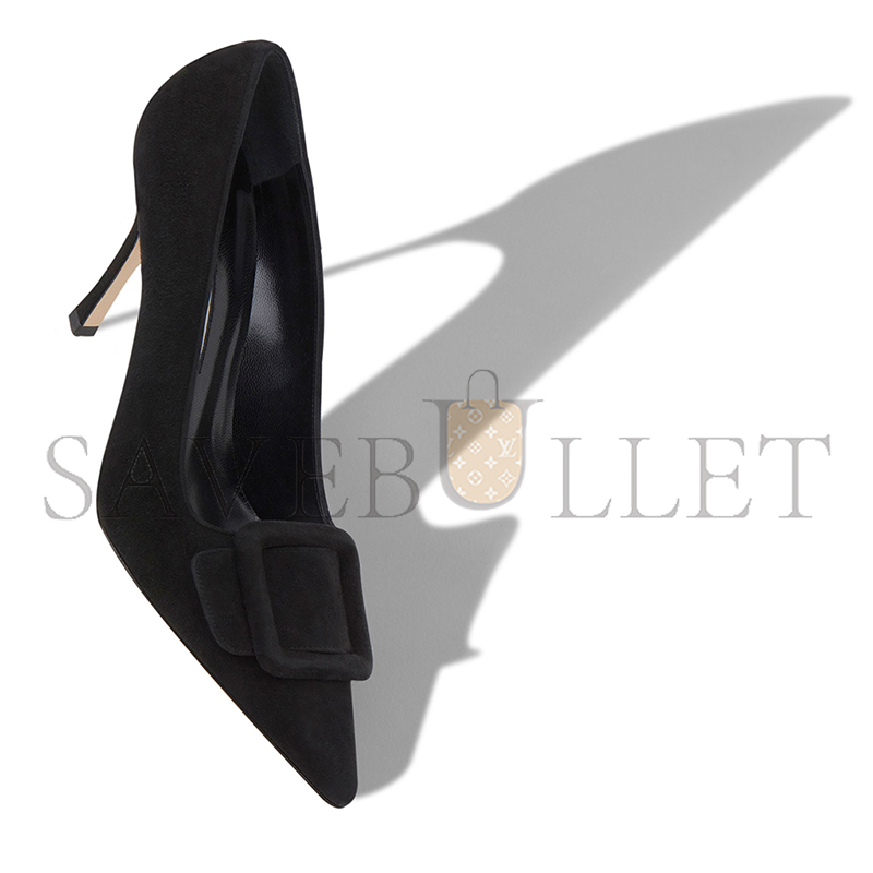 man010 B1ahn*k maysalepump 90 jet black suede buckle detail pumps 219-0174-0005