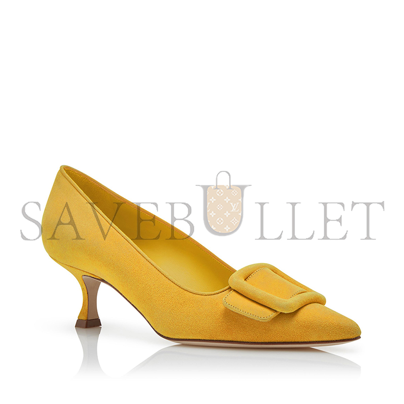 man010 B1ahn*k maysalepump 50 yellow suede buckle detail pumps 219-0173-0054