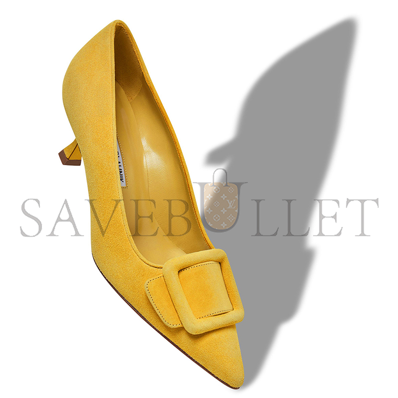 man010 B1ahn*k maysalepump 50 yellow suede buckle detail pumps 219-0173-0054