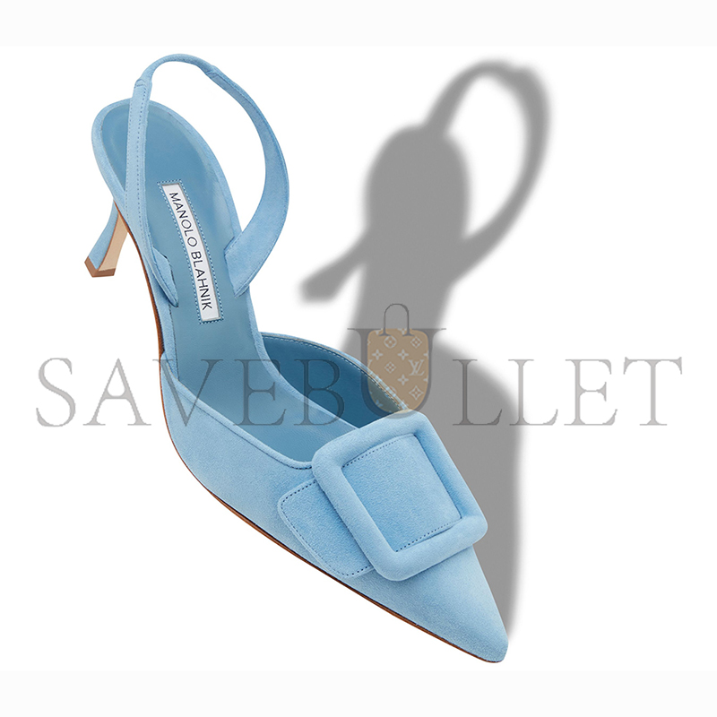 man010 B1ahn*k may*li light blue suede buckle detail slingback pumps 219-0182-0094