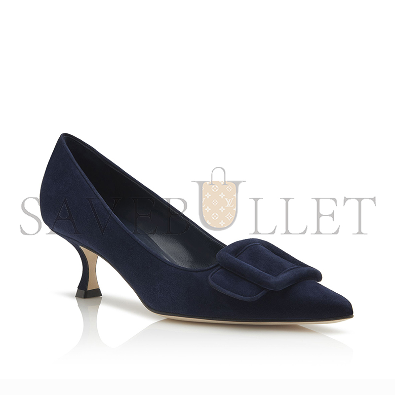 man010 B1ahn*k maysalepump 50 navy blue suede buckle detail pumps 219-0173-0008