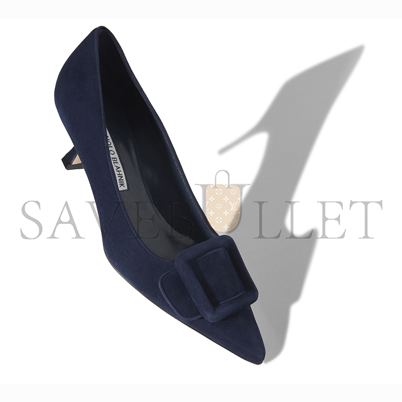 man010 B1ahn*k maysalepump 50 navy blue suede buckle detail pumps 219-0173-0008