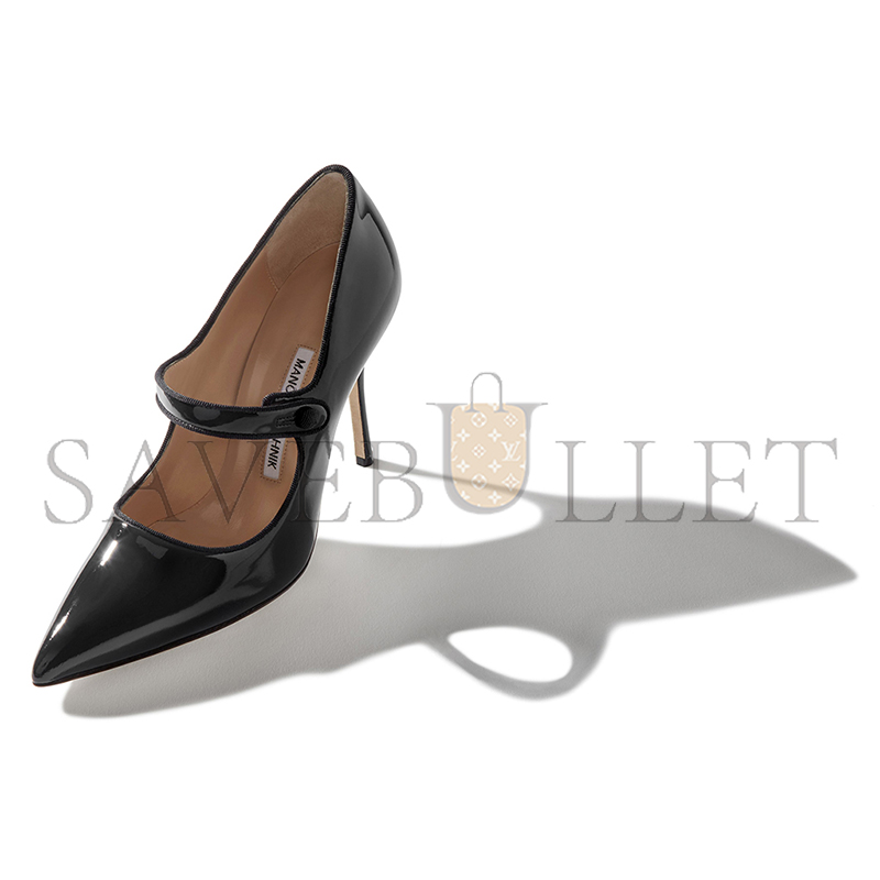 man010 B1ahn*k camparinew black patent leather pointed toe pumps 9xx-0553-0006