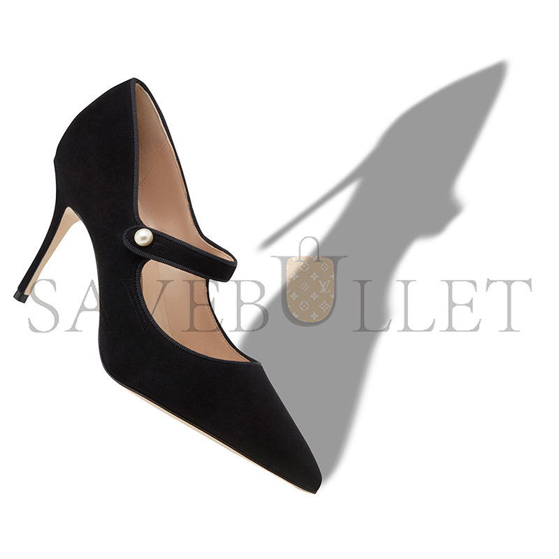 man010 B1ahn*k camparipearl black suede mary jane pumps 424-2022-0001