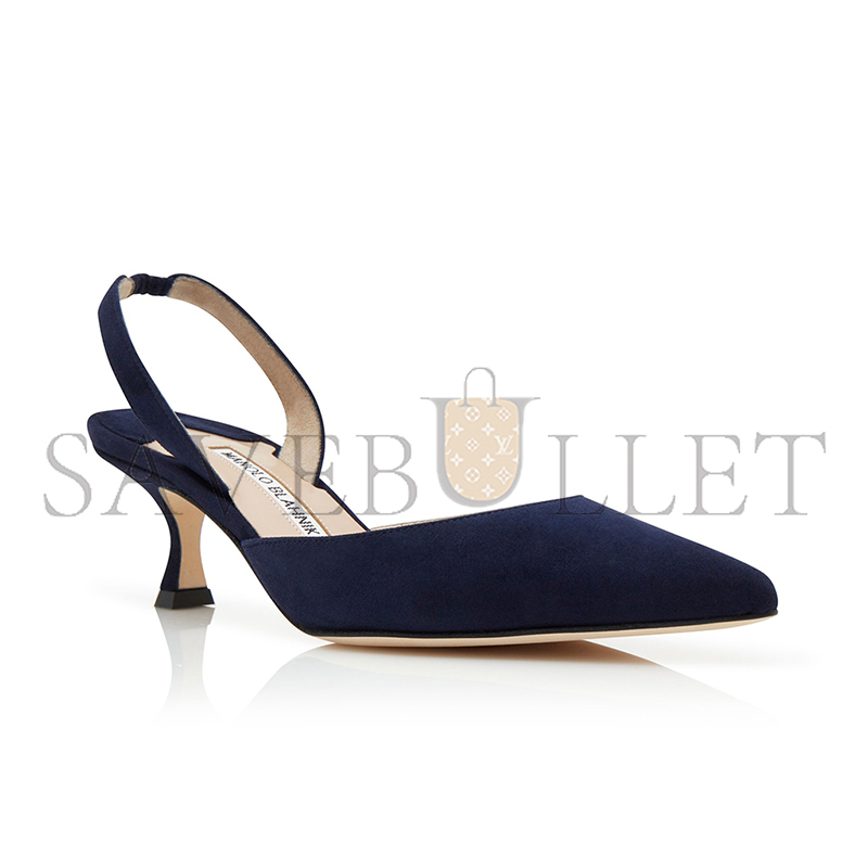 man010 B1ahn*k carolyne navy blue suede slingback pumps 9xx-0401-0020