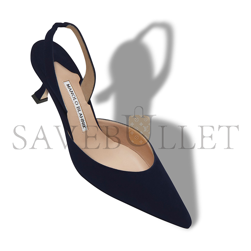 man010 B1ahn*k carolyne navy blue suede slingback pumps 9xx-0401-0020