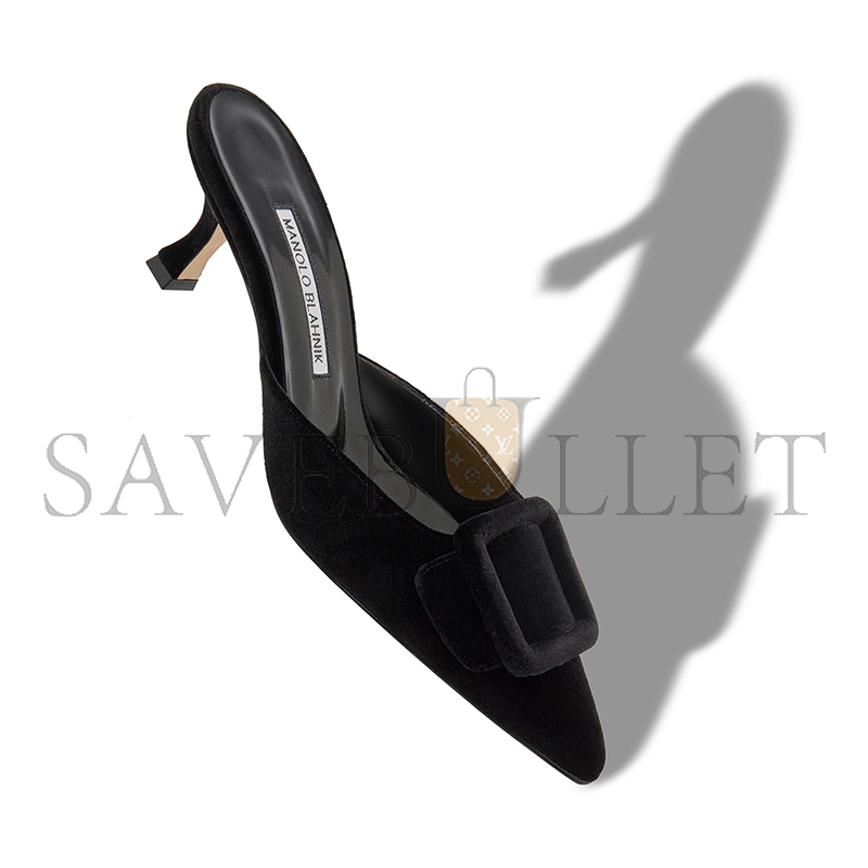 man010 B1ahn*k maysale black velvet buckle detail mules 220-0480-0015