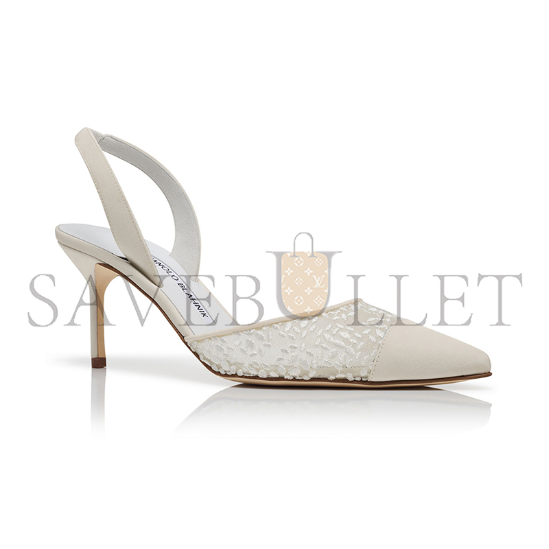 man010 B1ahn*k capsli white lace slingback pumps 324-2950-0001