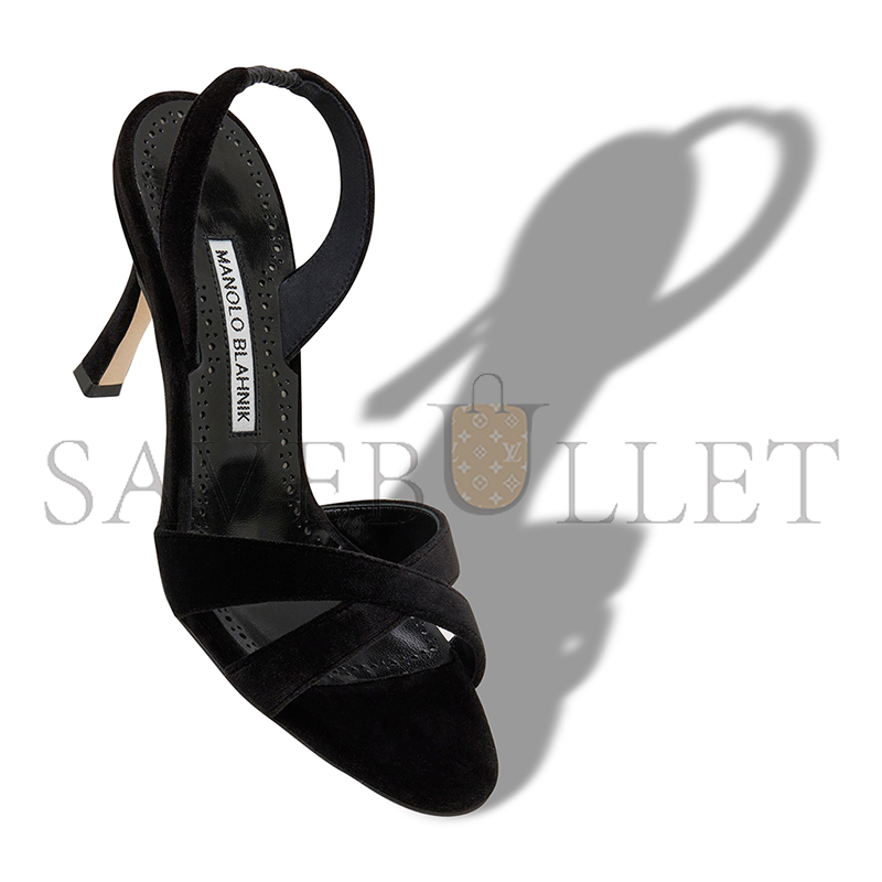 man010 B1ahn*k callasli black velvet slingback sandals 324-2985-0002