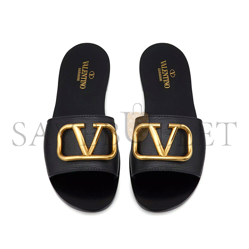Va1e*ntin0 vlogo signature slide sandal in grainy cowhide with accessory 5w2s0m21hws_0no