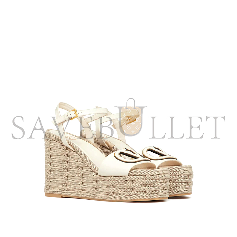 Va1e*ntin0 vlogo calfskin cut-out wedge sandal 110mm 4w2s0ij6sgb_b24