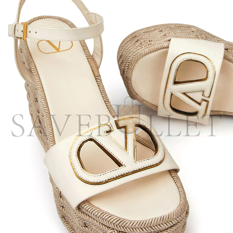 Va1e*ntin0 vlogo calfskin cut-out wedge sandal 110mm 4w2s0ij6sgb_b24