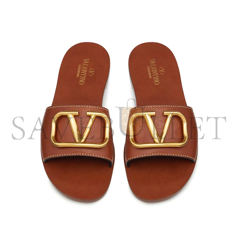 Va1e*ntin0 vlogo signature slide sandal in grainy cowhide with accessory 3w2s0m21hws_0cr