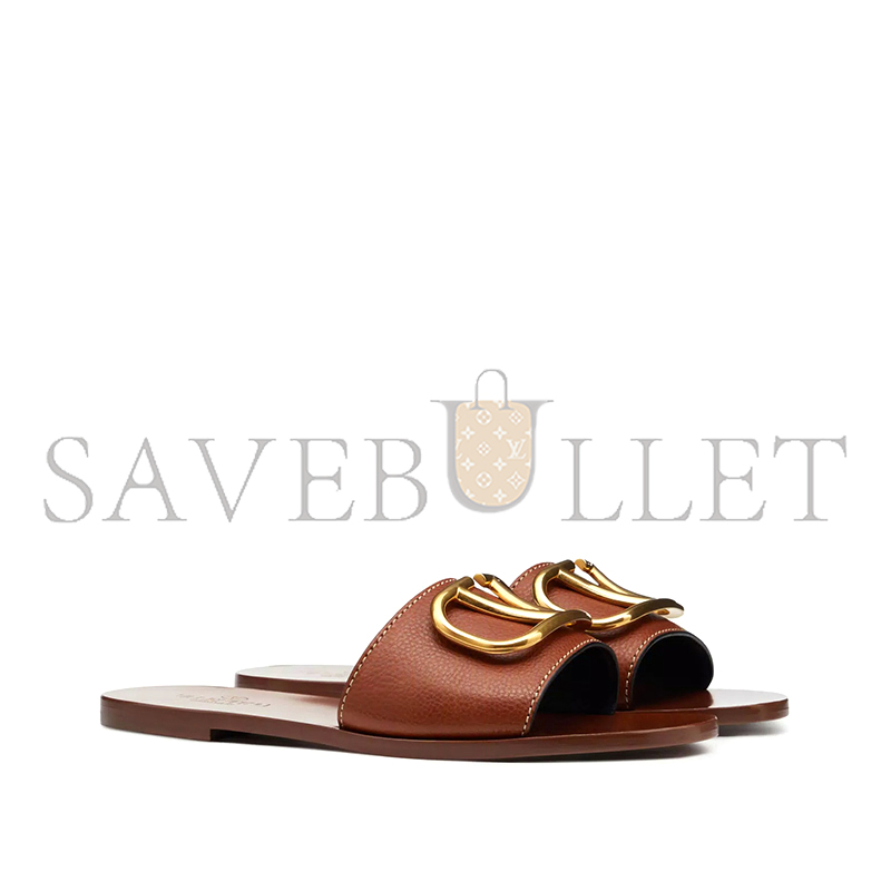 Va1e*ntin0 vlogo signature slide sandal in grainy cowhide with accessory 3w2s0m21hws_0cr