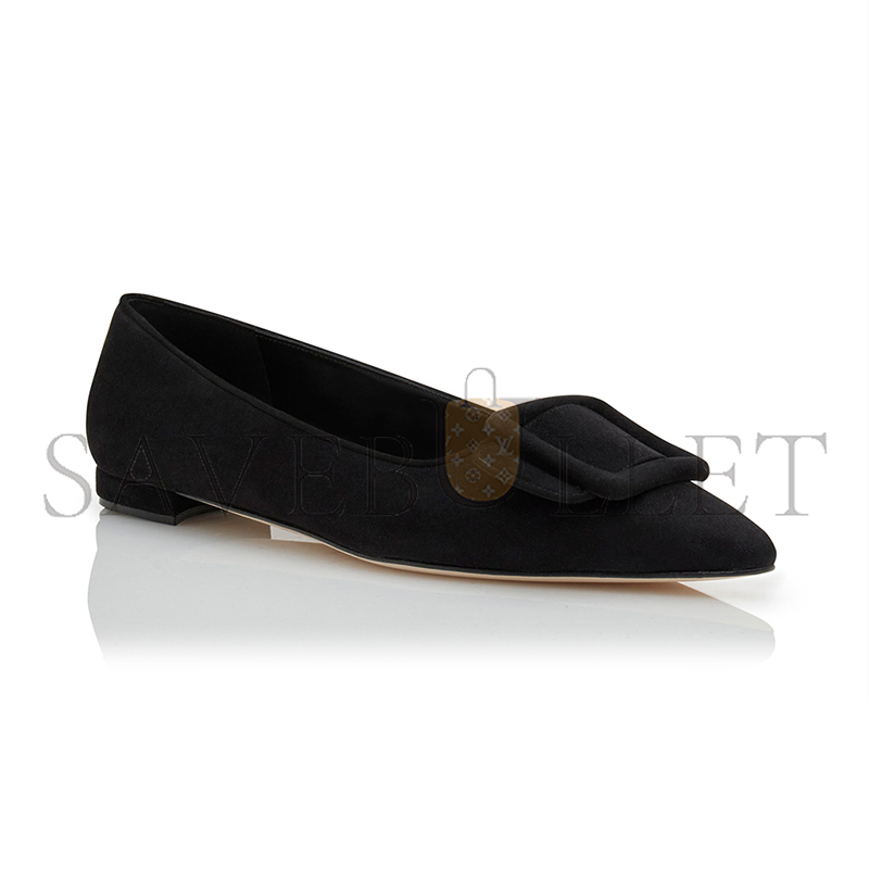 man010 B1ahn*k maysalepumpflat black suede buckle detail flat pumps 322-2402-0001