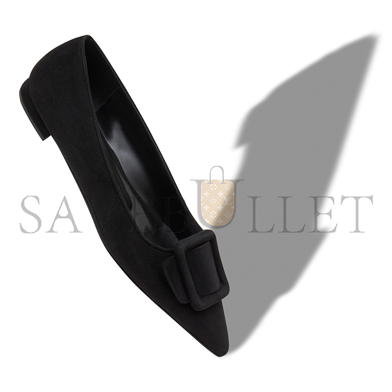 man010 B1ahn*k maysalepumpflat black suede buckle detail flat pumps 322-2402-0001